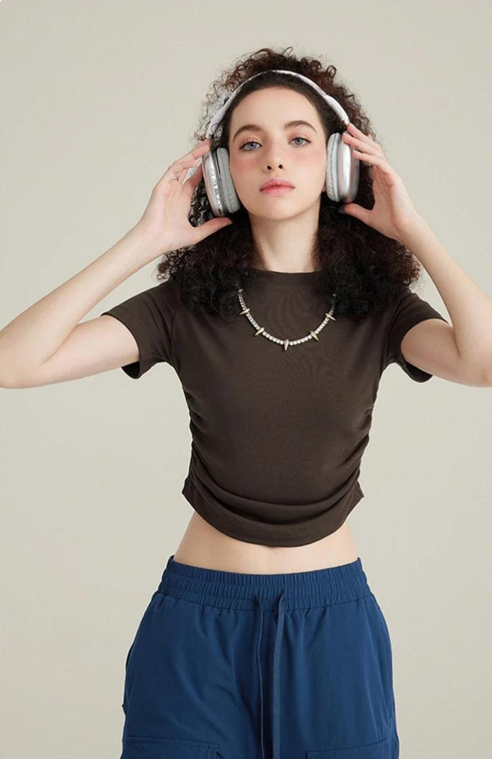 Side Ruched Crop Top - Vedlit