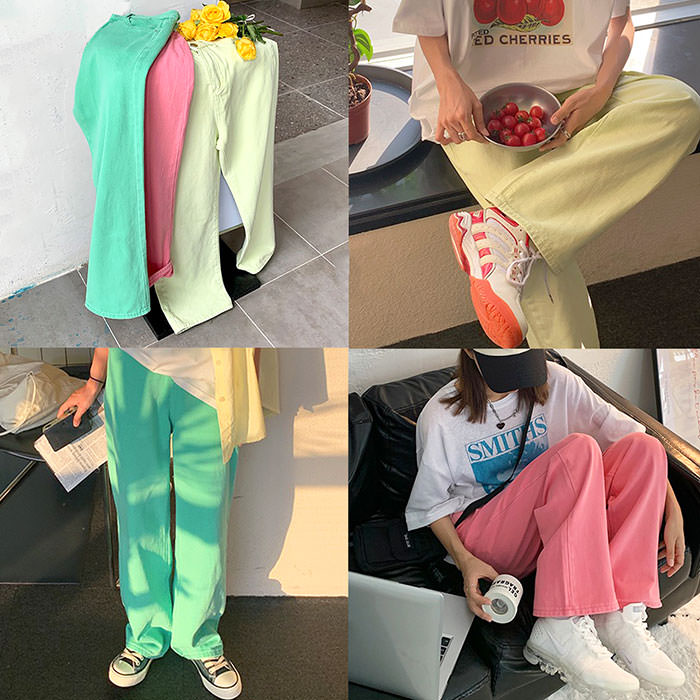 Skater Girl Aesthetic Wide Neon Jeans - Vedlit