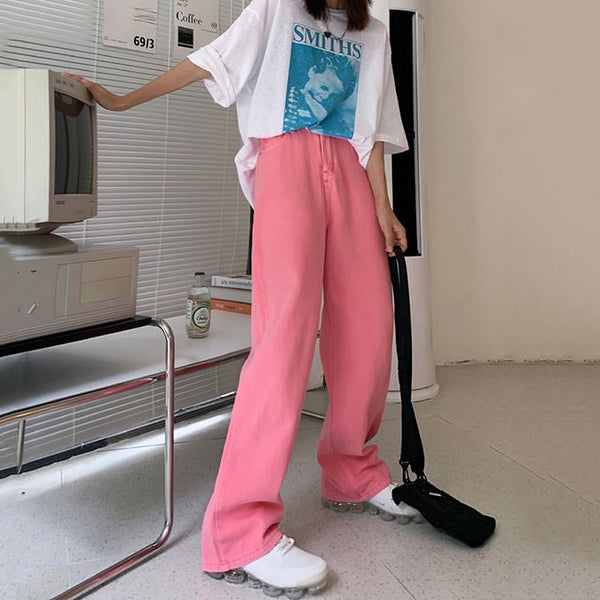 Skater Girl Aesthetic Wide Neon Jeans - Vedlit