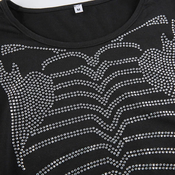 Skeleton Rhinestone Crop Top - Vedlit