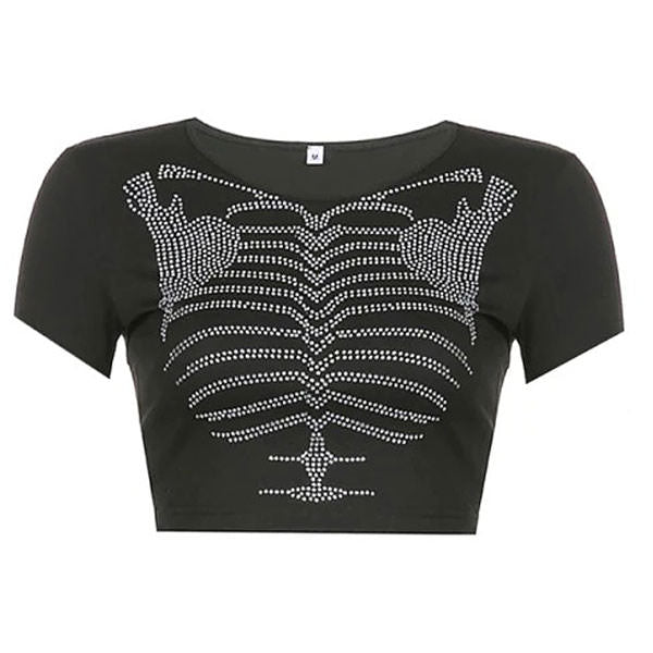 Skeleton Rhinestone Crop Top - Vedlit