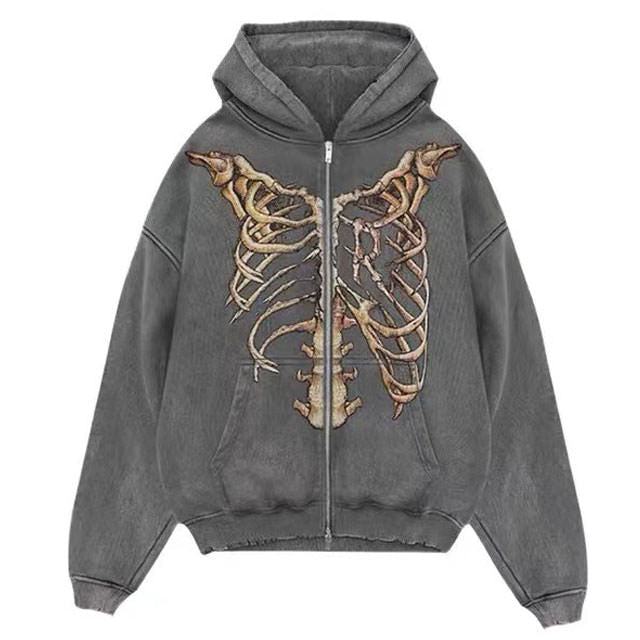 Skeleton Zip Up Hoodie - Vedlit