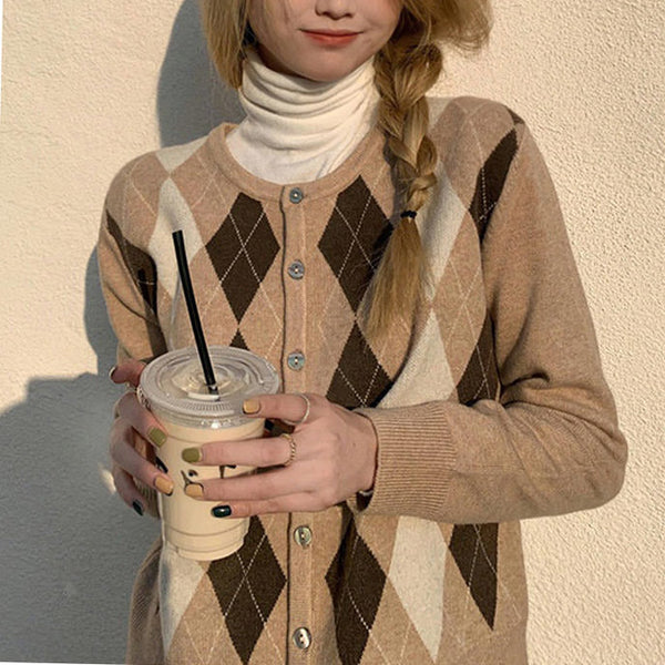 Skippin' School Argyle Cardigan - Vedlit