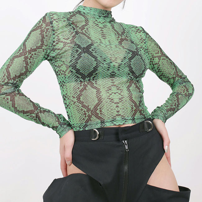 Snakeskin Mesh Top - Vedlit