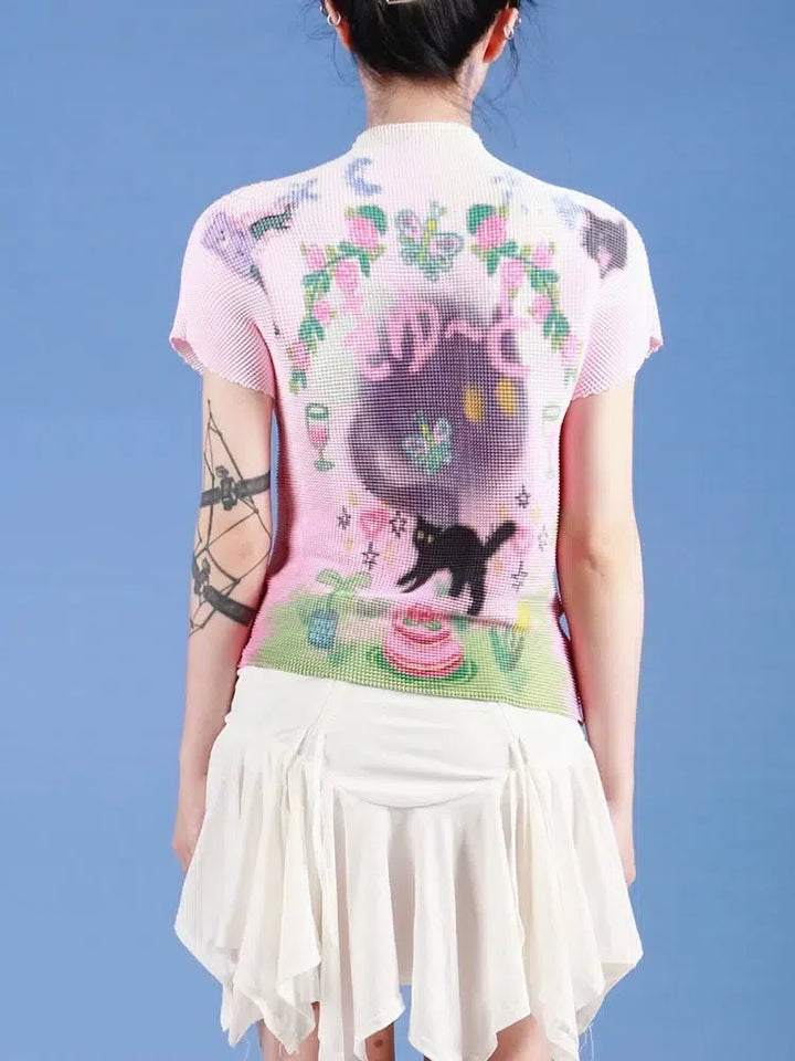 Soft Girl Black Cat Top - Vedlit
