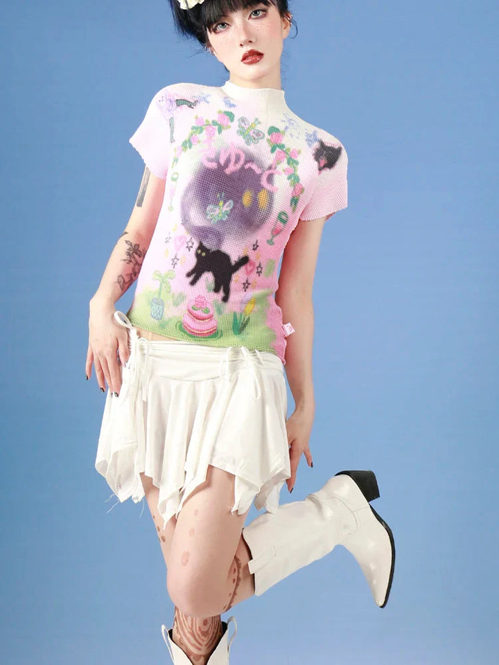 Soft Girl Black Cat Top - Vedlit