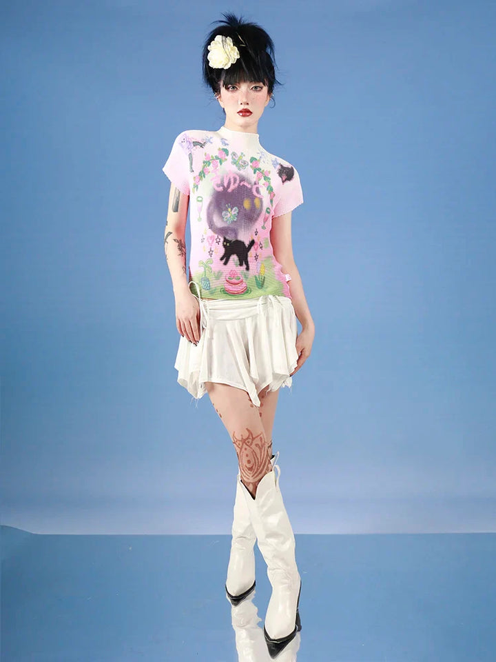 Soft Girl Black Cat Top - Vedlit