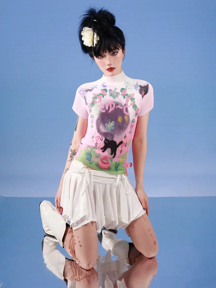 Soft Girl Black Cat Top - Vedlit