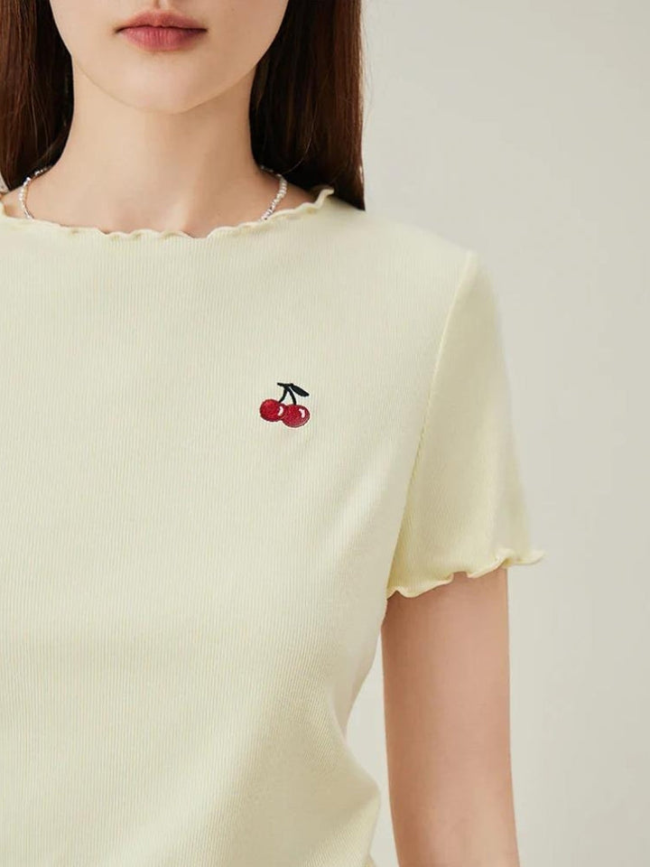 Soft Girl Cherry Lettuce Edge Tee - Vedlit