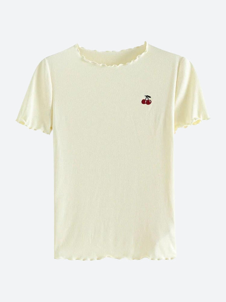 Soft Girl Cherry Lettuce Edge Tee - Vedlit