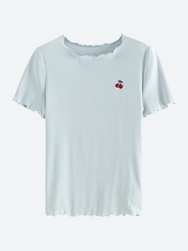 Soft Girl Cherry Lettuce Edge Tee - Vedlit