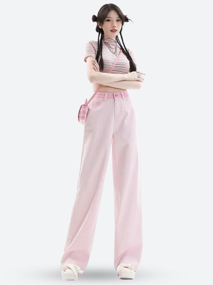 Soft Girl Distressed Straight Leg Pants - Vedlit