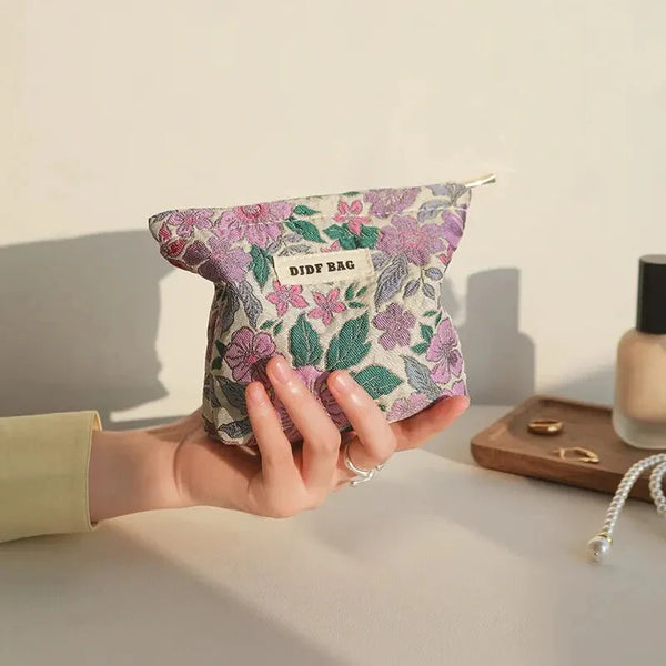 Soft Girl Floral Mini Makeup Bag - Vedlit