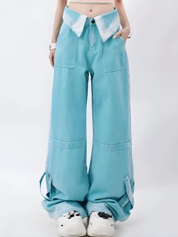 Soft Girl Folded Waist Jeans - Vedlit