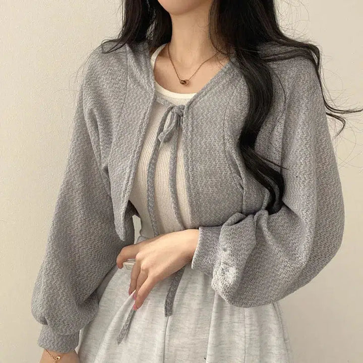 Soft Girl Lace Up Crop Cardigan - Vedlit
