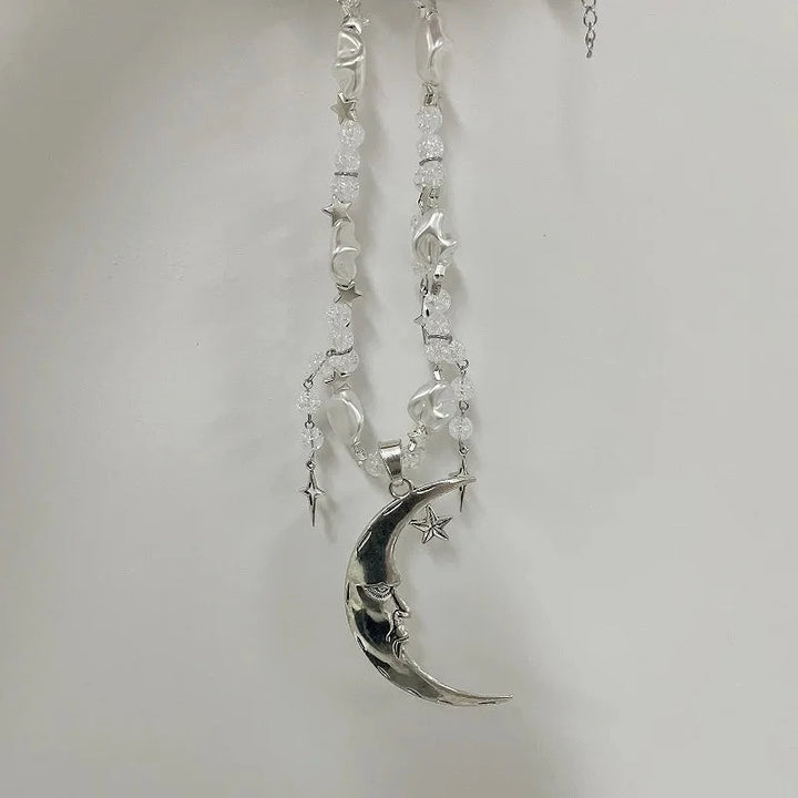 Soft Girl Moon & Stars Beaded Necklace - Vedlit