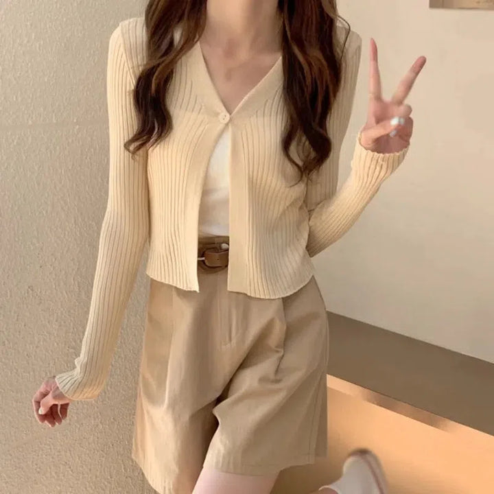 Soft Girl One Button Cardigan - Vedlit