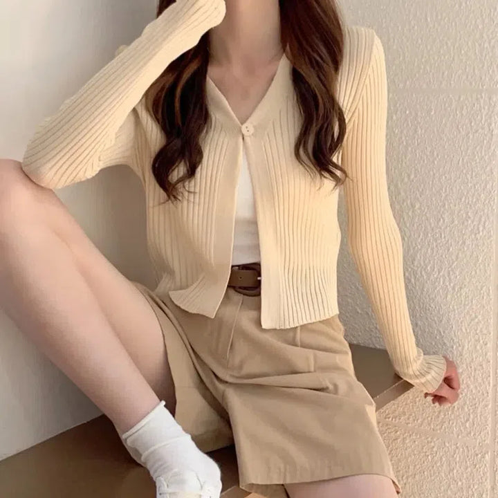 Soft Girl One Button Cardigan - Vedlit