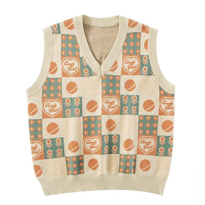 Soft Girl Patchwork Knit Vest - Vedlit