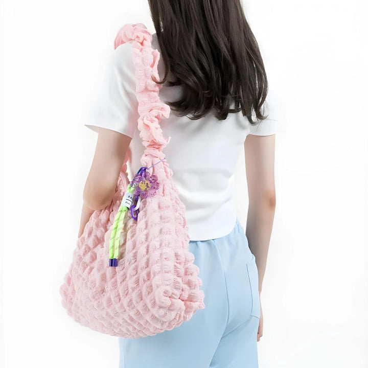 Soft Girl Quilted Ruched Hobo Bag - Vedlit