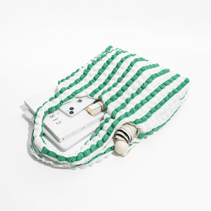 Soft Girl Quilted Striped Handbag - Vedlit