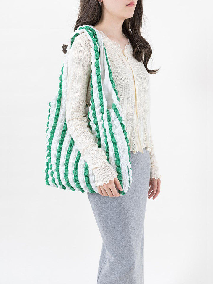 Soft Girl Quilted Striped Handbag - Vedlit