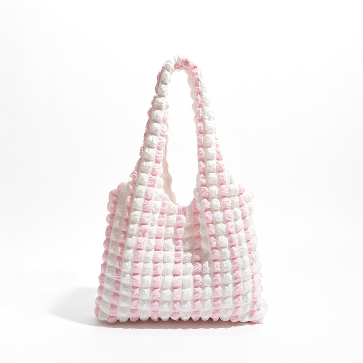 Soft Girl Quilted Striped Handbag - Vedlit