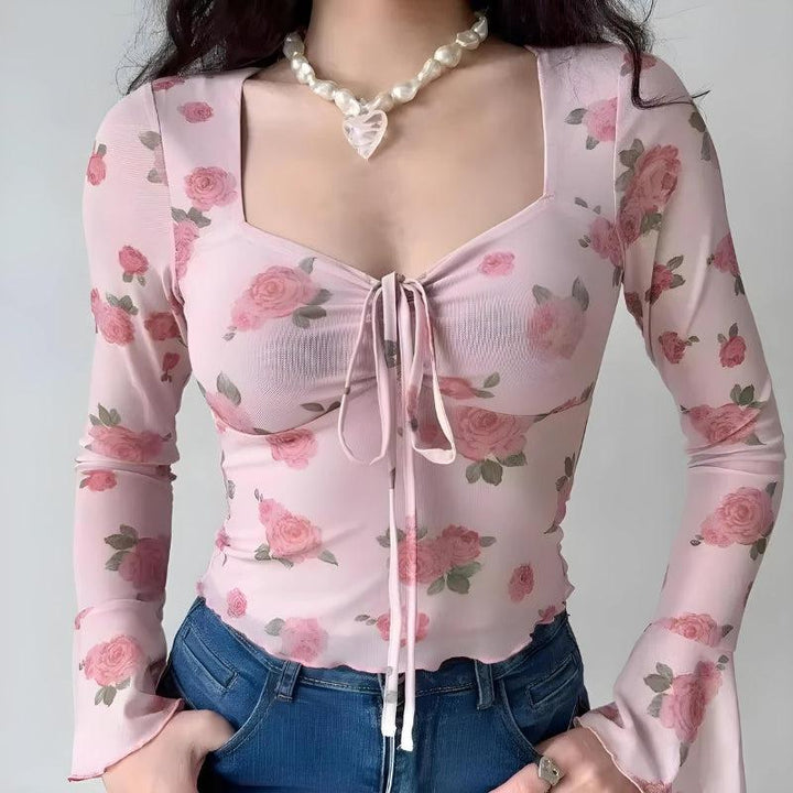 Soft Girl Rose Garden Mesh Top - Vedlit