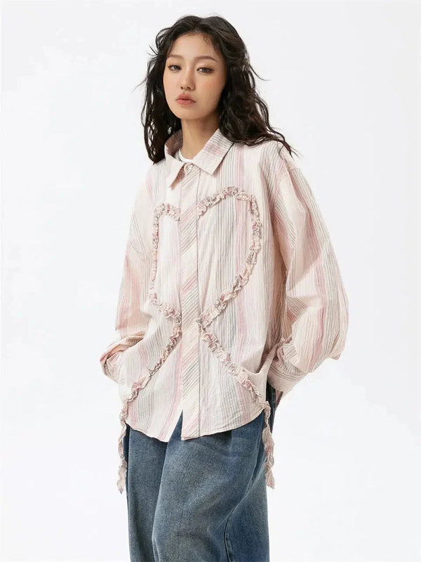 Soft Girl Ruffled Heart Shirt - Vedlit