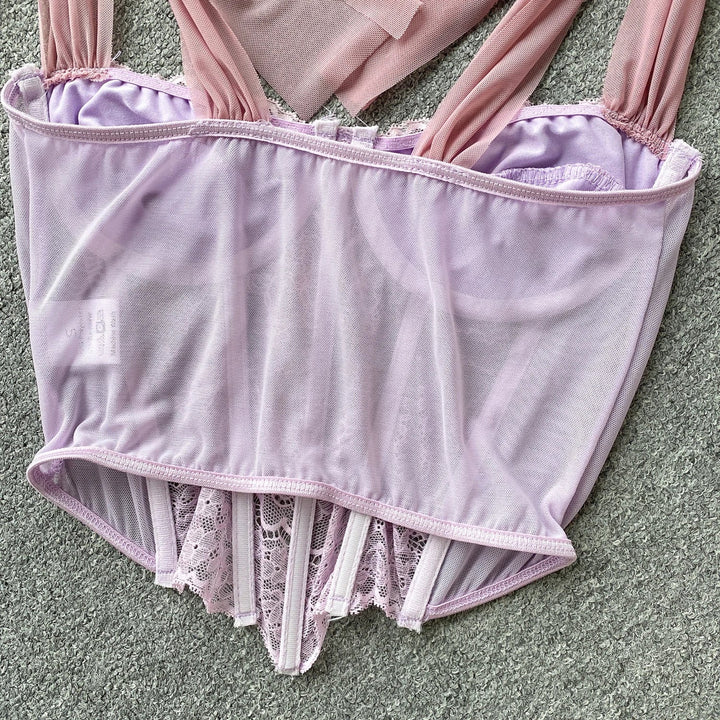 Soft Girl Sheer Lace Corset Top - Vedlit