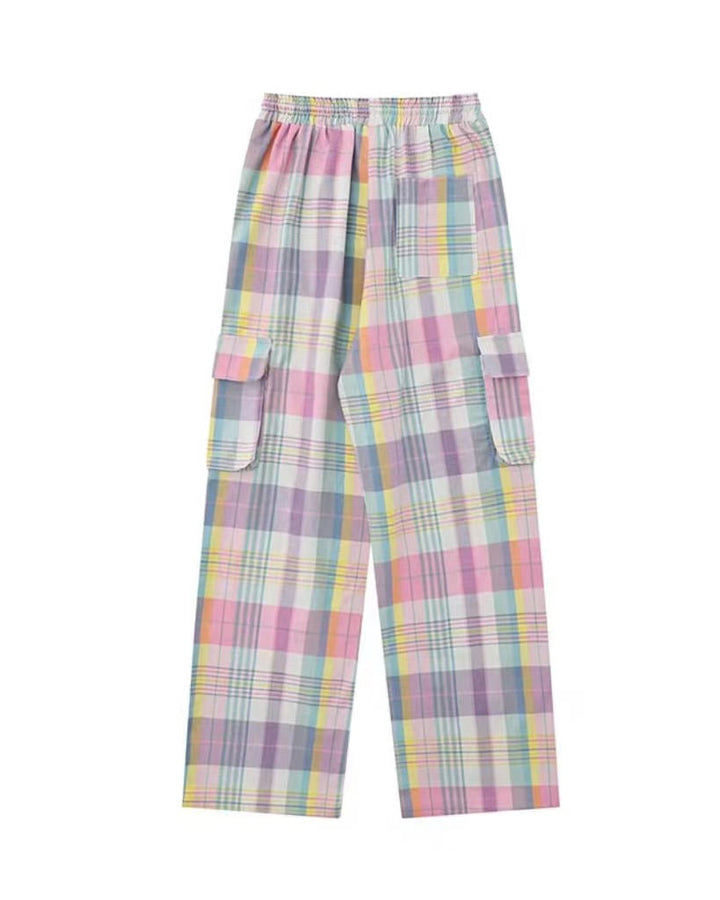 Soft Girl Plaid Cargo Pants - Vedlit