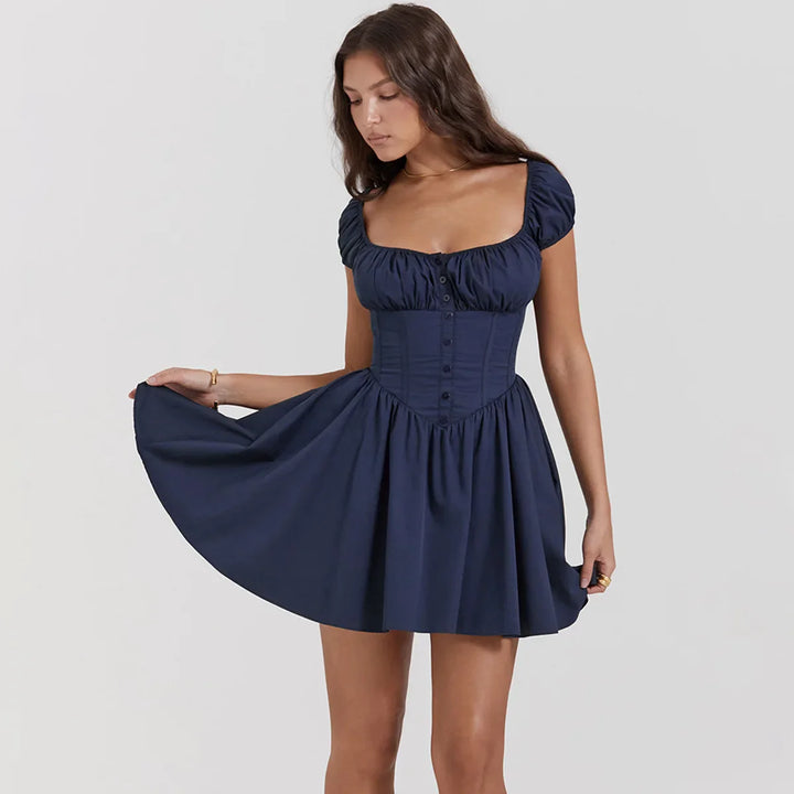 Square Neck Corset Mini Dress - Vedlit