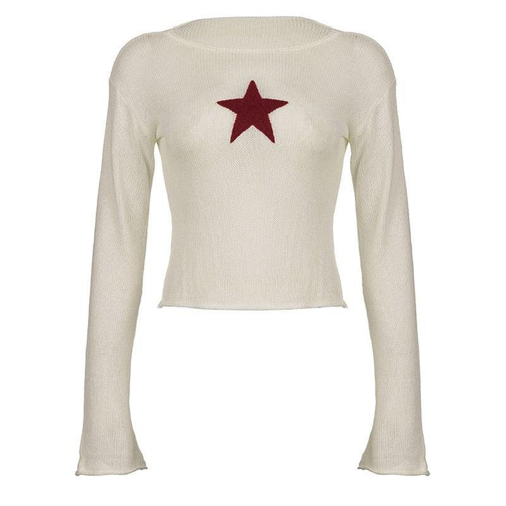 Star Embroidery Knitted Top - Vedlit