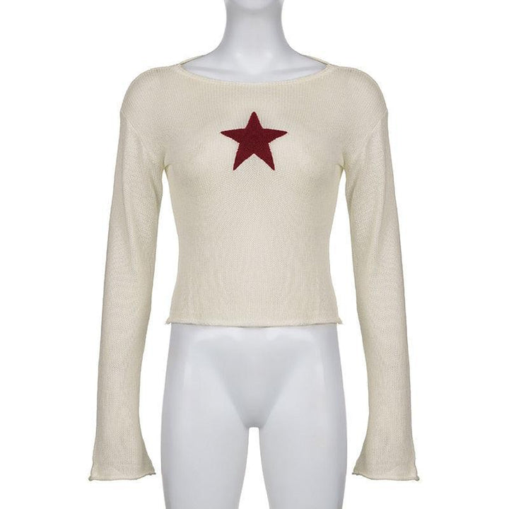 Star Embroidery Knitted Top - Vedlit