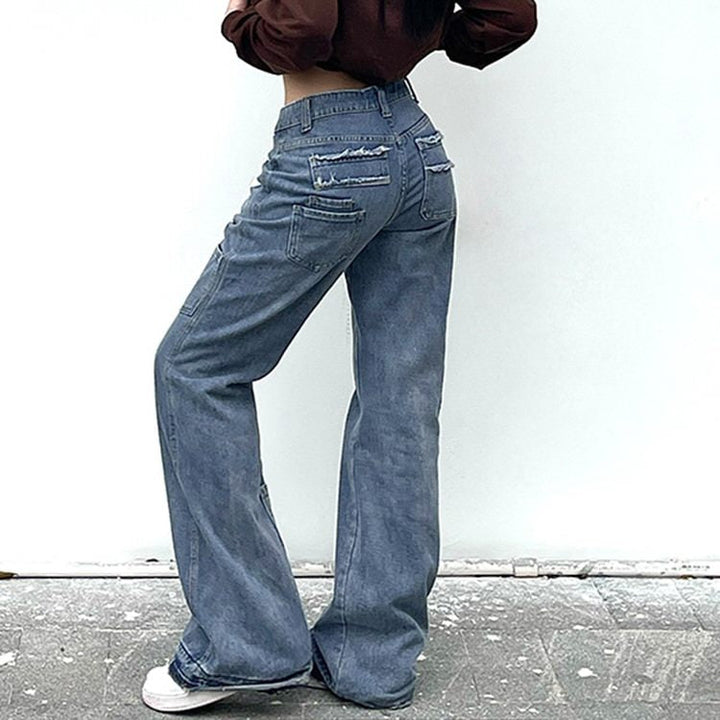 Star Print Y2K Style Jeans - Vedlit