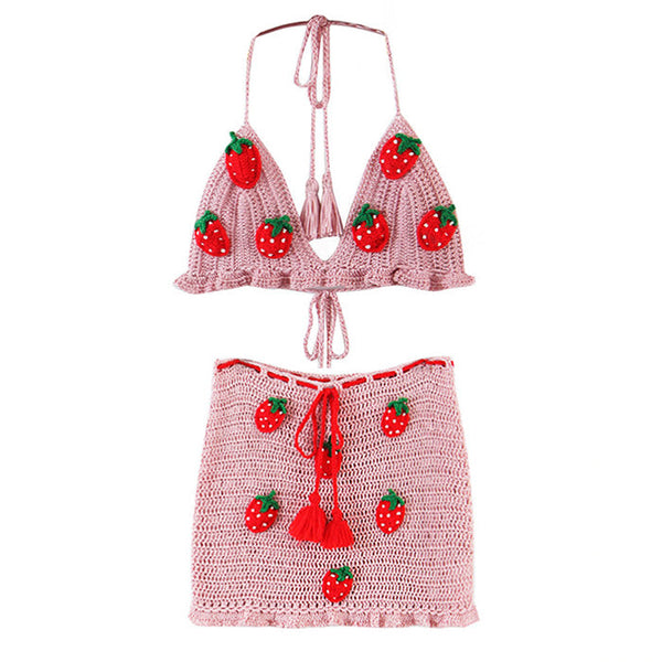 Strawberry Crochet Top & Skirt Co-Ord - Vedlit