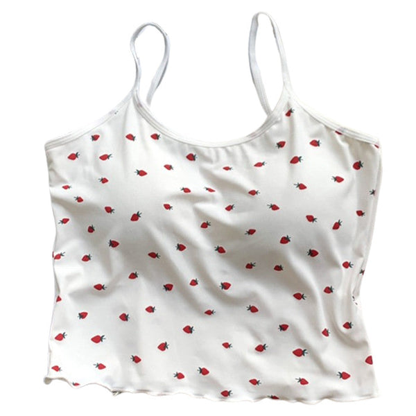 Strawberry Print Tank Top - Vedlit
