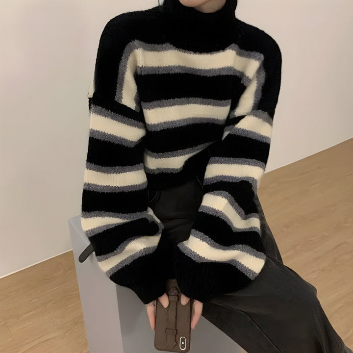 Striped Cropped Sweater - Vedlit