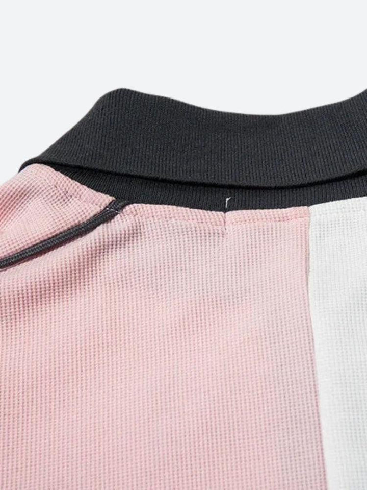 Striped Half Zip-Up Jersey Top - Vedlit