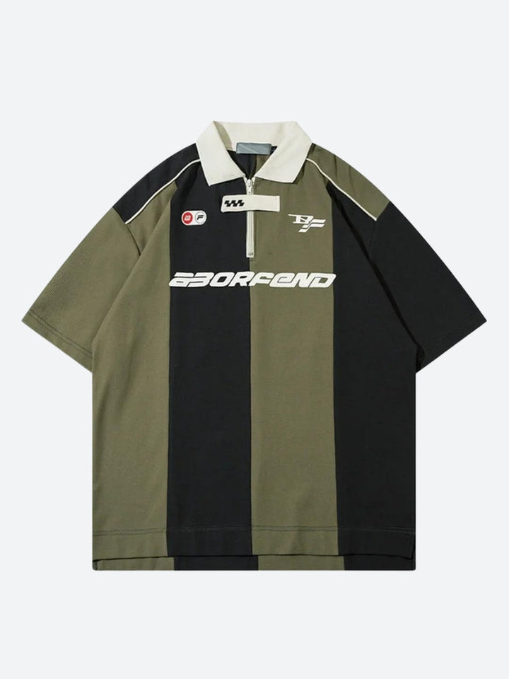 Striped Half Zip-Up Jersey Top - Vedlit