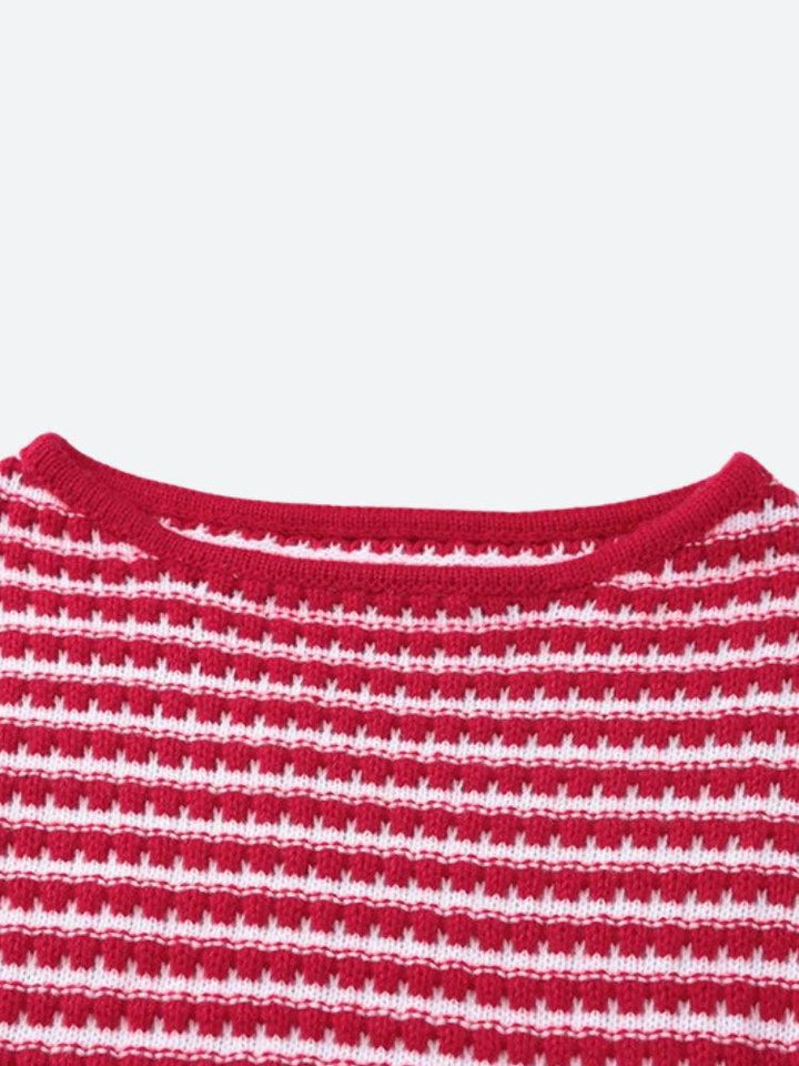 Striped Knitted Mini Dress - Vedlit