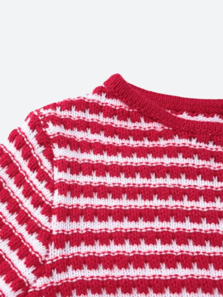 Striped Knitted Mini Dress - Vedlit