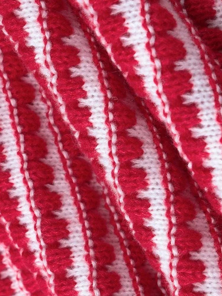 Striped Knitted Mini Dress - Vedlit