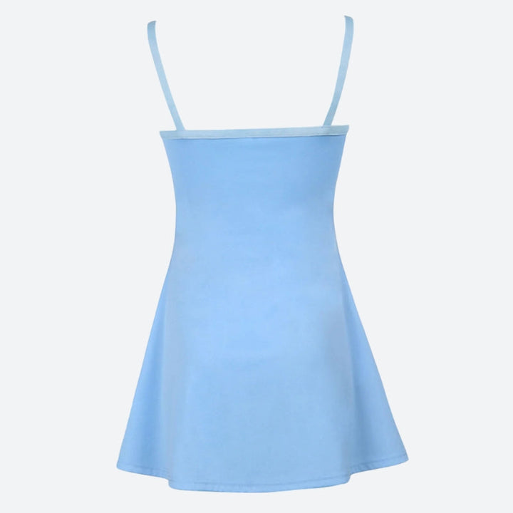 Striped Patch Satin Mini Dress - Vedlit