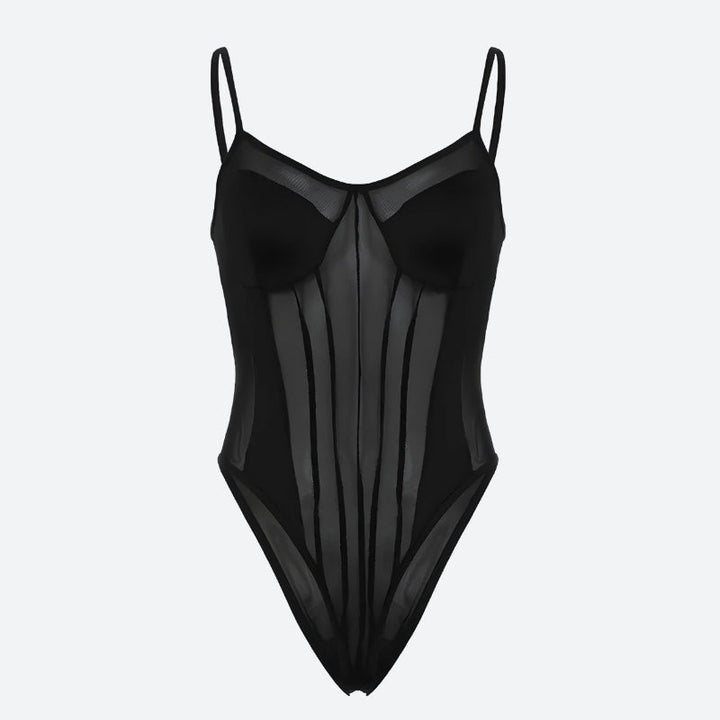 Striped Sheer Bodysuit - Vedlit