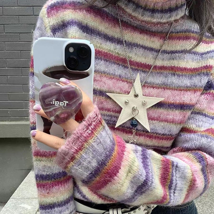 Striped Turtleneck Sweater - Vedlit