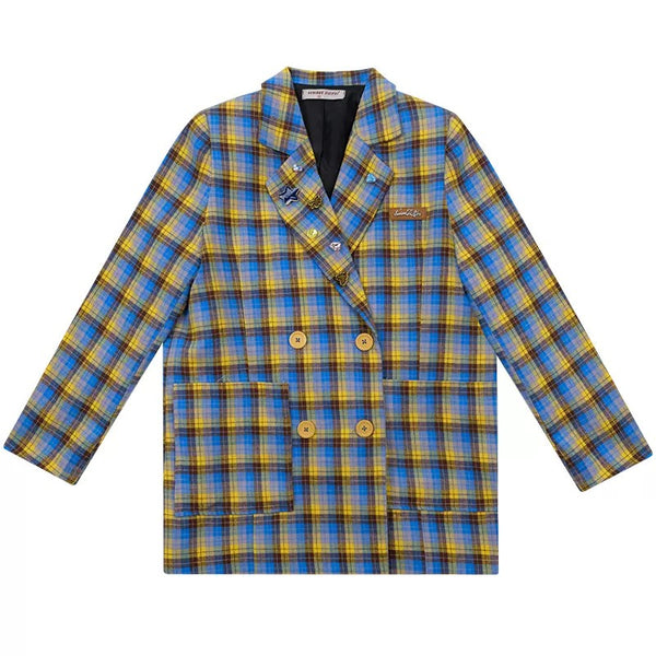 Good Manners Oversized Plaid Blazer - Vedlit