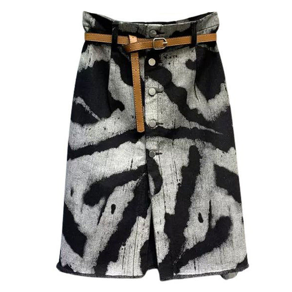 Grunge Aesthetic Midi Denim Skirt - Vedlit