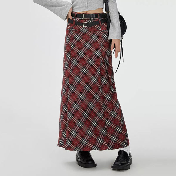 London Bridge Plaid Maxi Skirt - Vedlit
