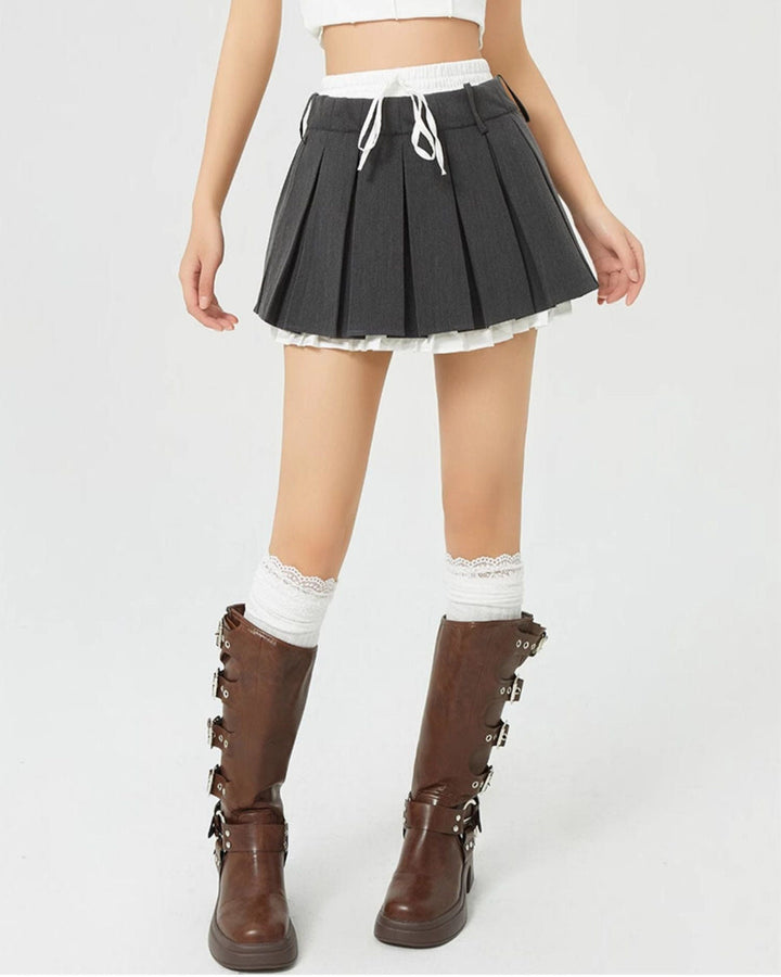Preppy Layered Mini Skirt - Vedlit